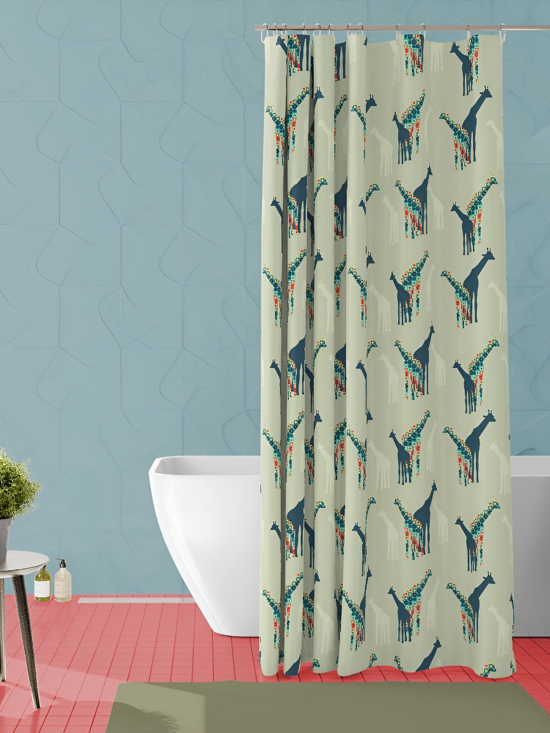

ArtzFolio Green & Red Printed Water Proof Shower Curtain