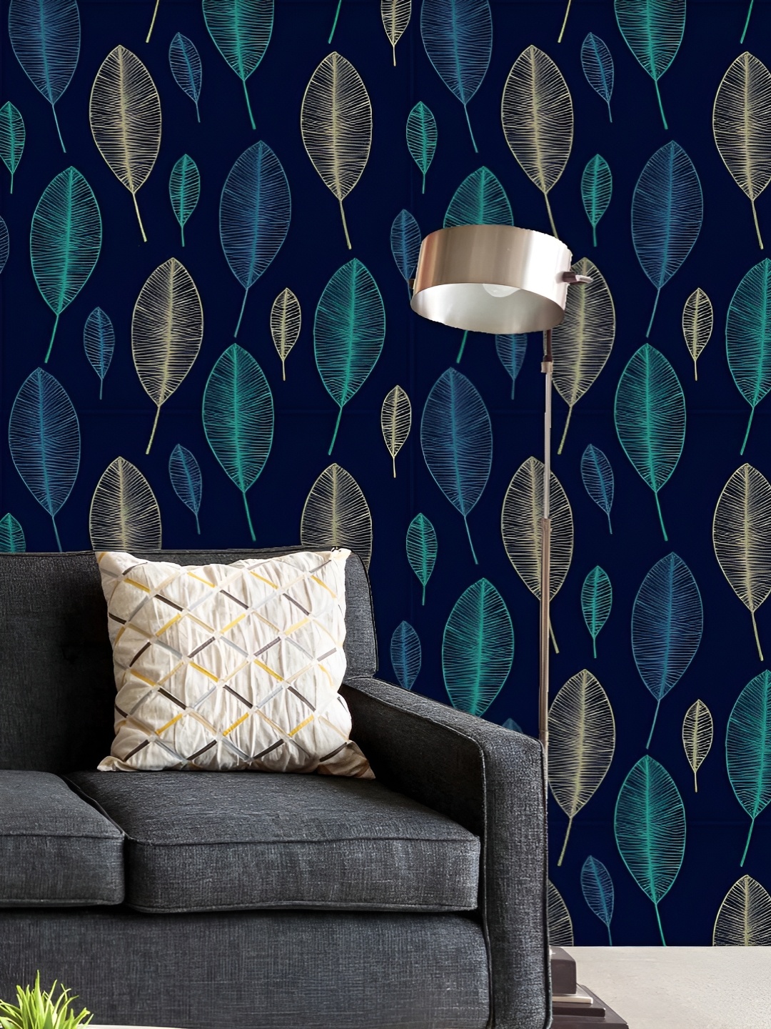 

ArtzFolio Printed UV-Resistant Anti-Bacterial Linear LeavesPeel & Stick Wallpaper, Multi