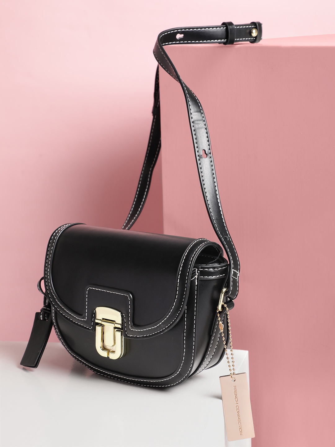 

French Connection Structured Sling Bag, Black