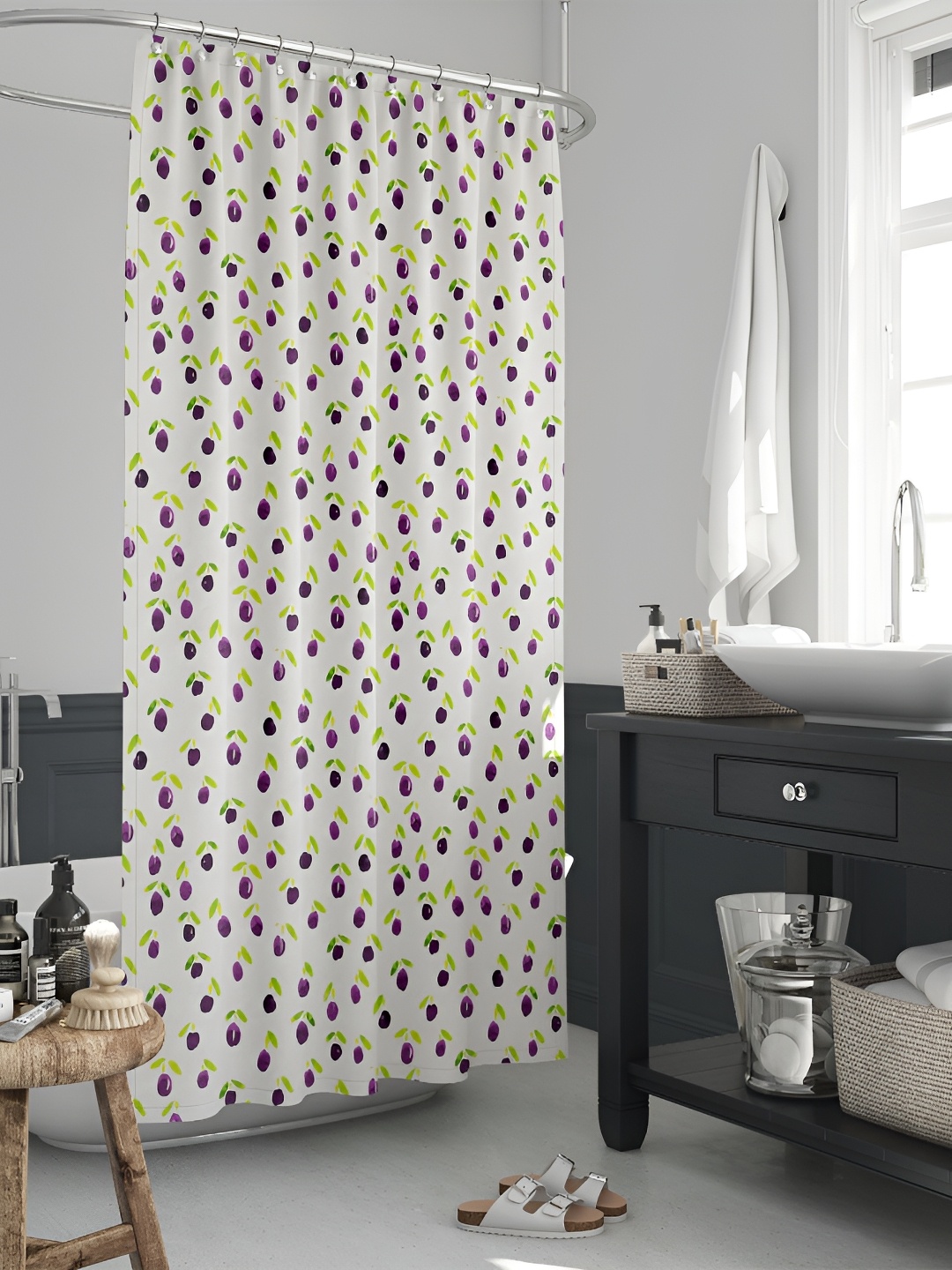 

ArtzFolio White & Purple Printed Shower Curtains