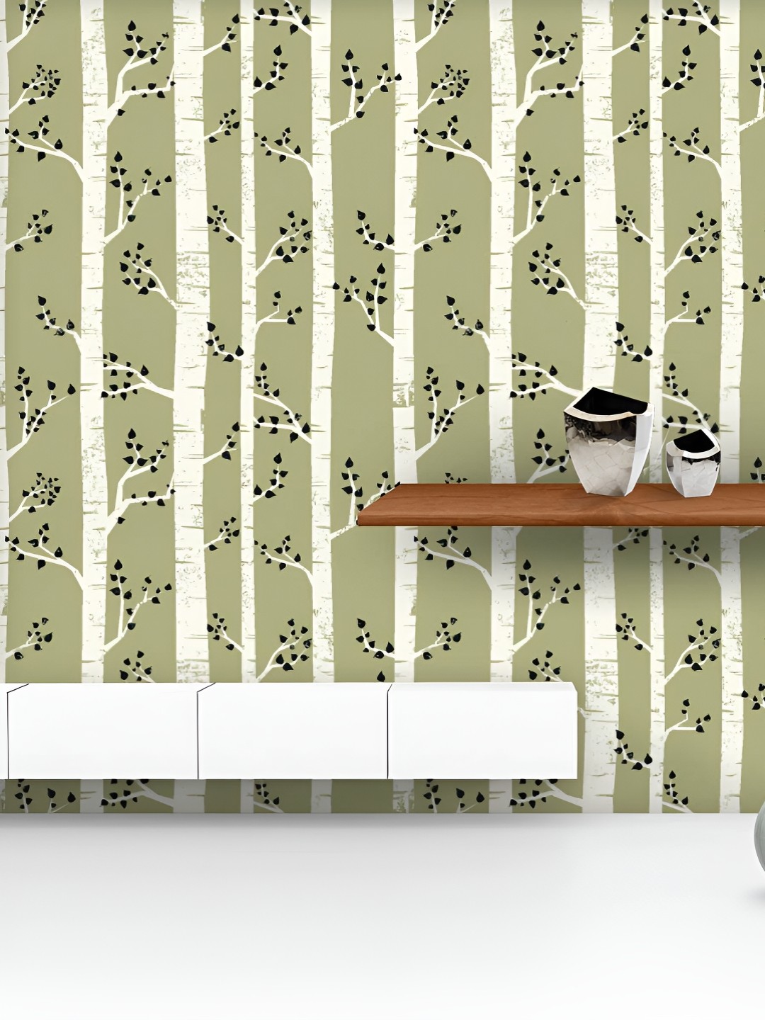 

ArtzFolio Printed UV-Resistant Anti-Bacterial Grunge Birch Trees Peel & Stick Wallpaper, Multi