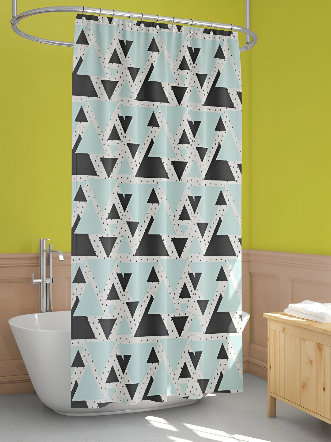 

ArtzFolio Blue & Black Geometric Printed Waterproof Shower Curtain