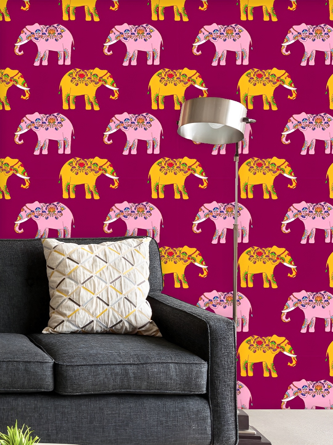 

ArtzFolio Printed UV-Resistant Anti-Bacterial Indian Elephant Festival, Jaipur Peel & Stick Wallpaper, Multi