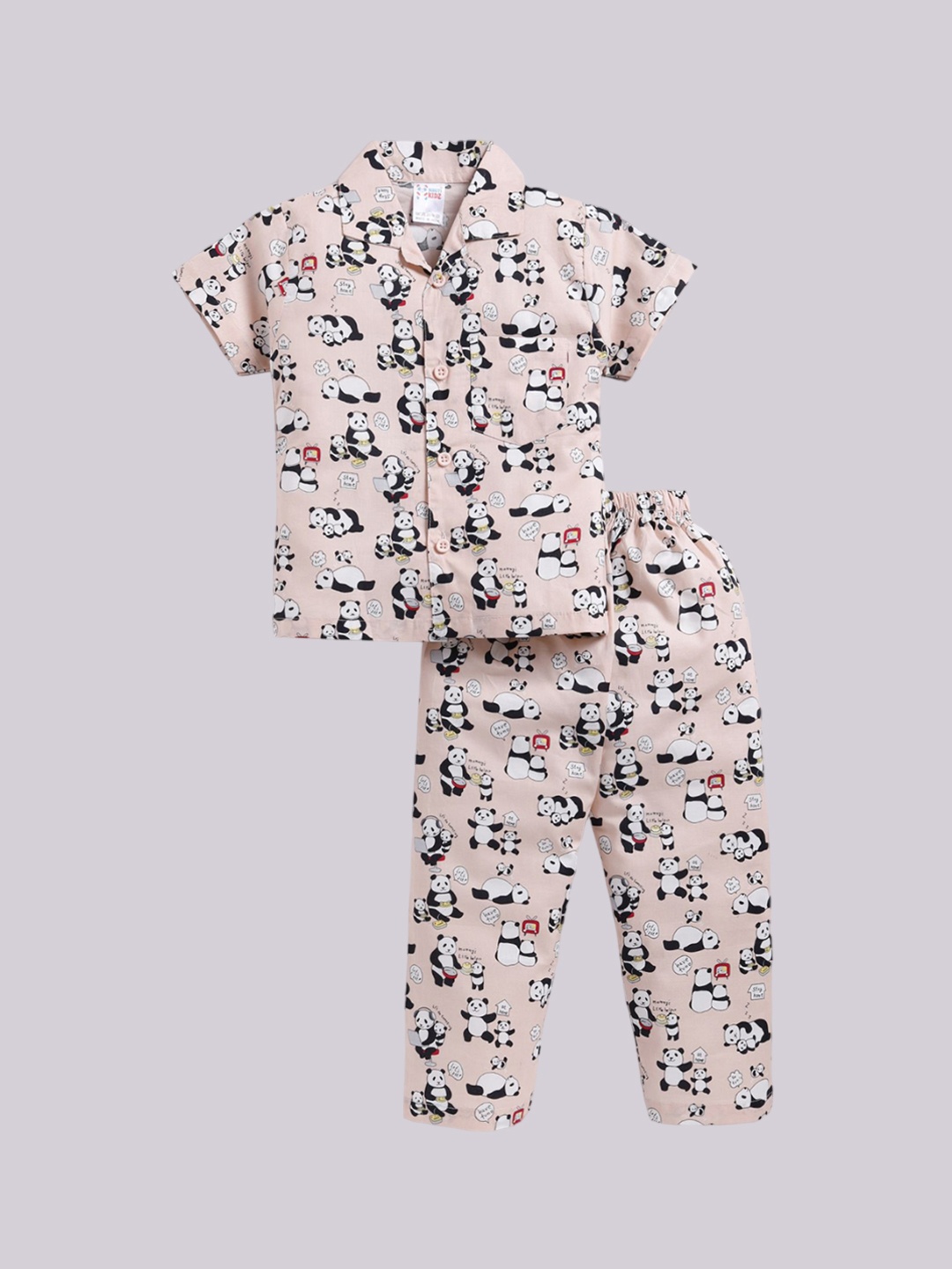 

NAUTI KIDZ Boys Cotton Printed Half Sleeves Night suit, Peach