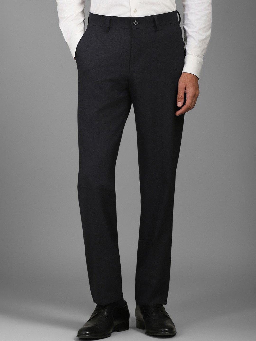 

Louis Philippe Men Mid-Rise Formal Trousers, Black
