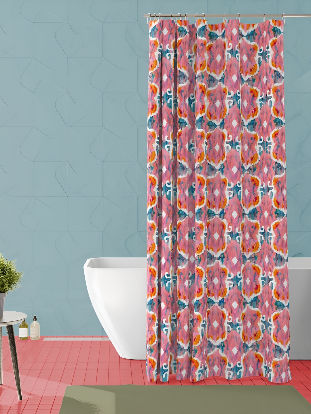 

ArtzFolio Pink & Blue Abstract Printed Waterproof Shower Curtain