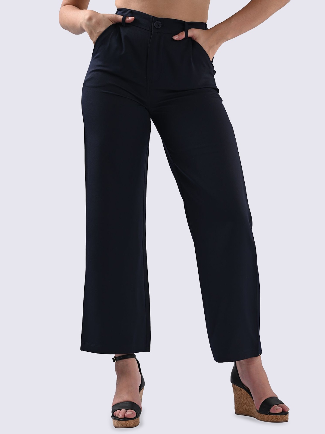 

Kraus Jeans Women Loose Fit High-Rise Trousers, Navy blue