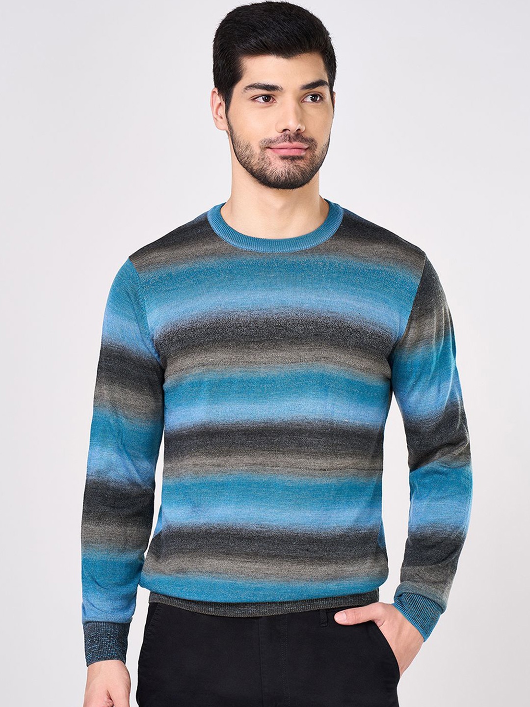 

BYFORD by Pantaloons Men Striped Pullover, Blue