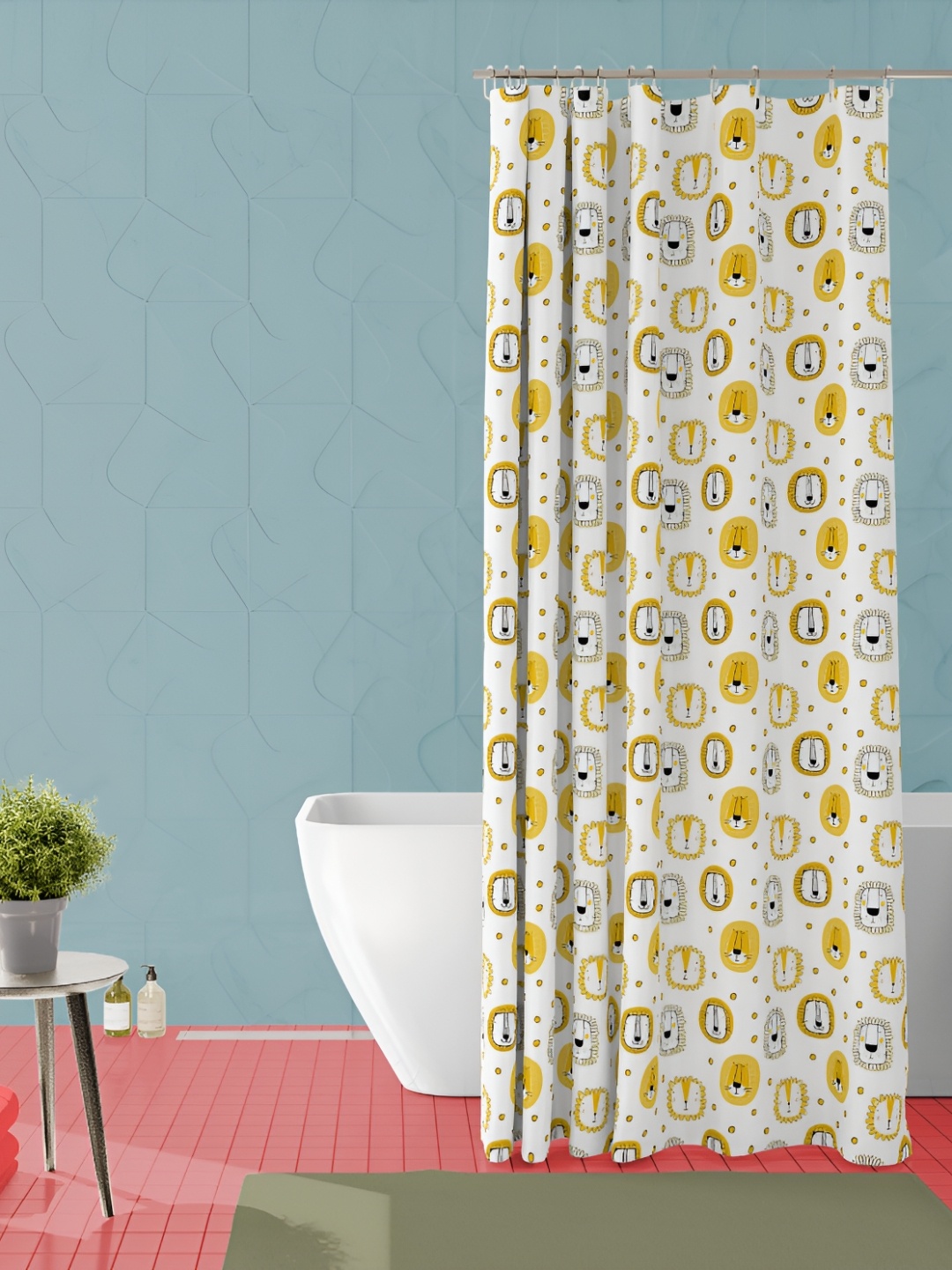 

ArtzFolio White & Yellow Printed Waterproof Shower Curtain