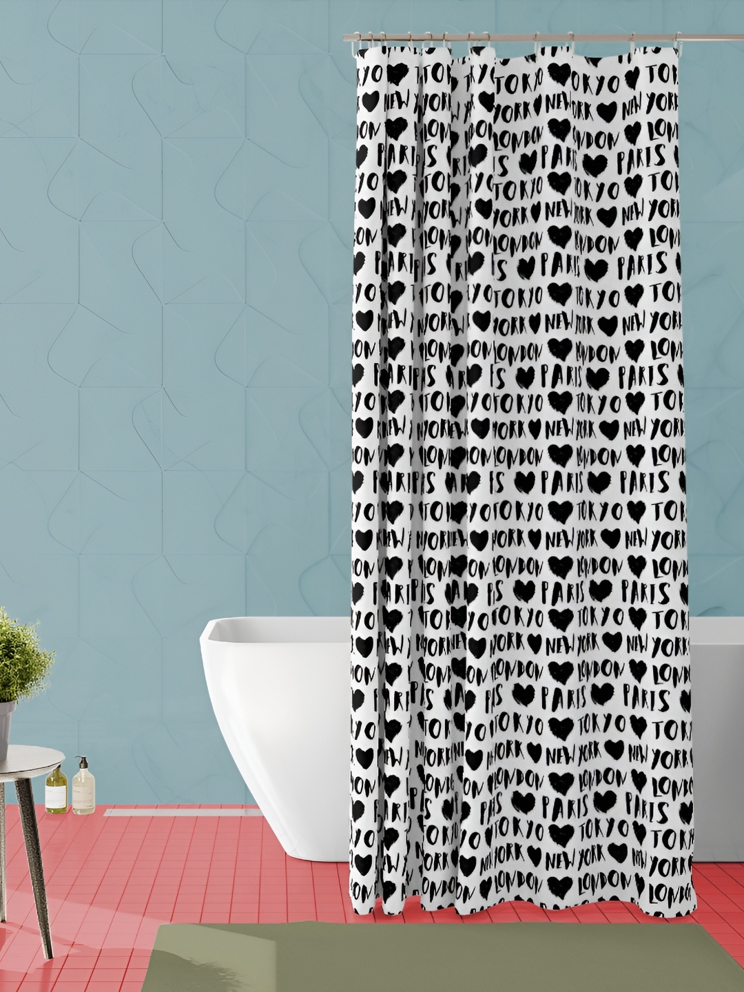 

ArtzFolio White & Black Printed Waterproof Shower Curtain