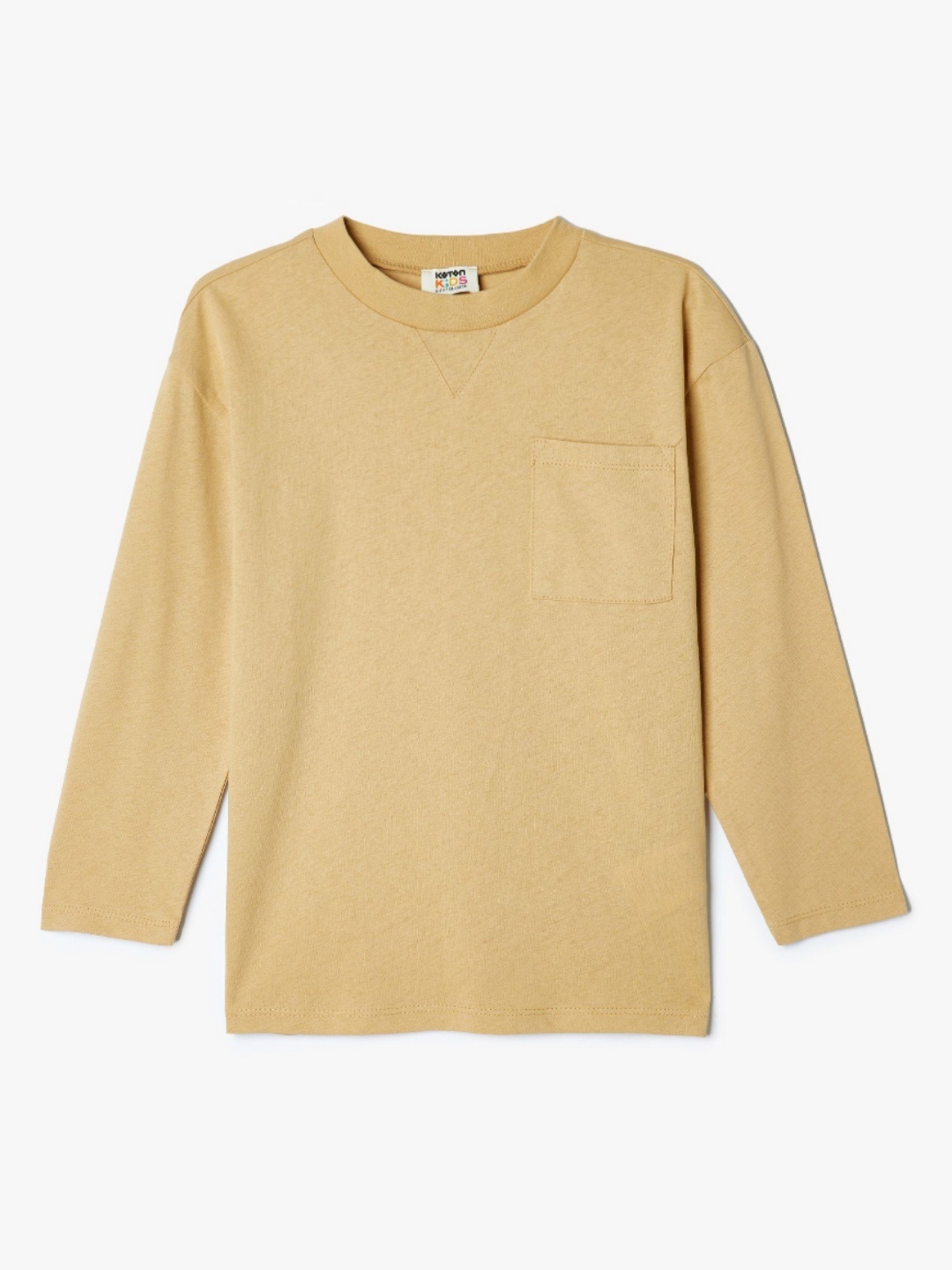 

Koton Boys Drop-Shoulder Sleeves Pockets T-shirt, Beige