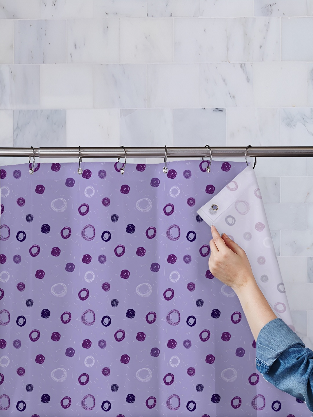 

ArtzFolio Purple & White Geometric Printed Waterproof Shower Curtain