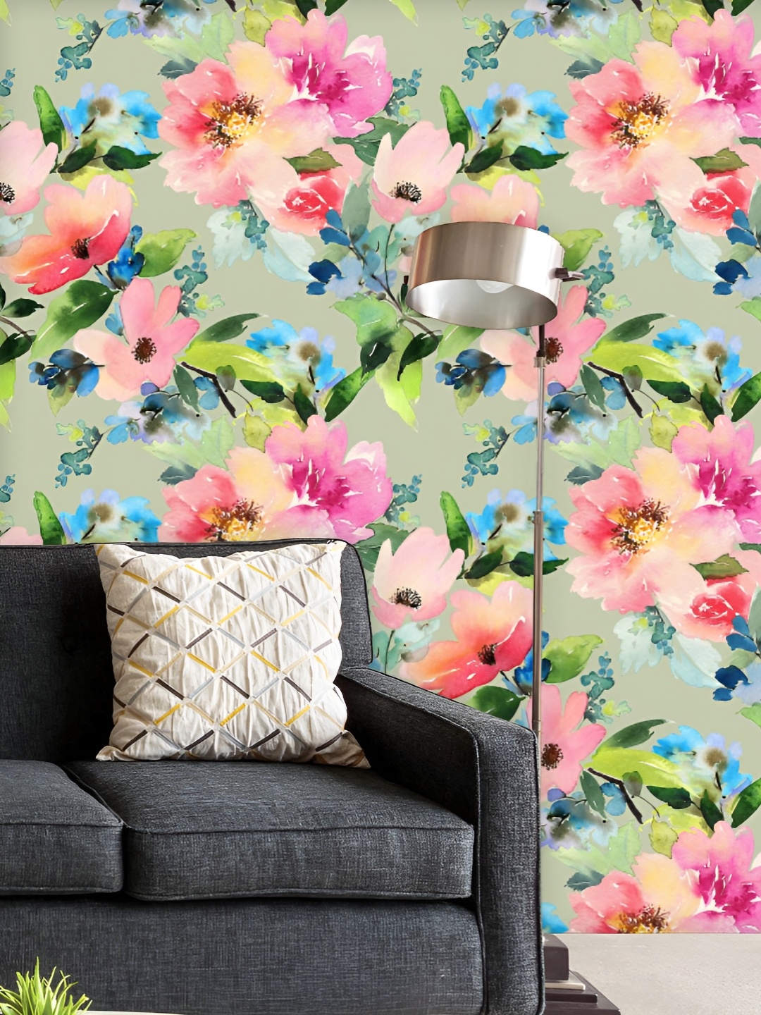 

ArtzFolio Printed UV-Resistant Anti-Bacterial Watercolor Flowers Pattern Peel & Stick Wallpaper, Multi