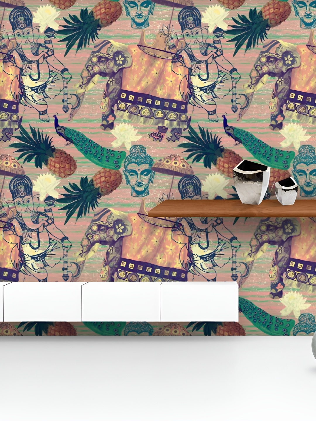 

ArtzFolio Printed UV-Resistant Anti-Bacterial Elephant Pattern Peel & Stick Wallpaper, Multi