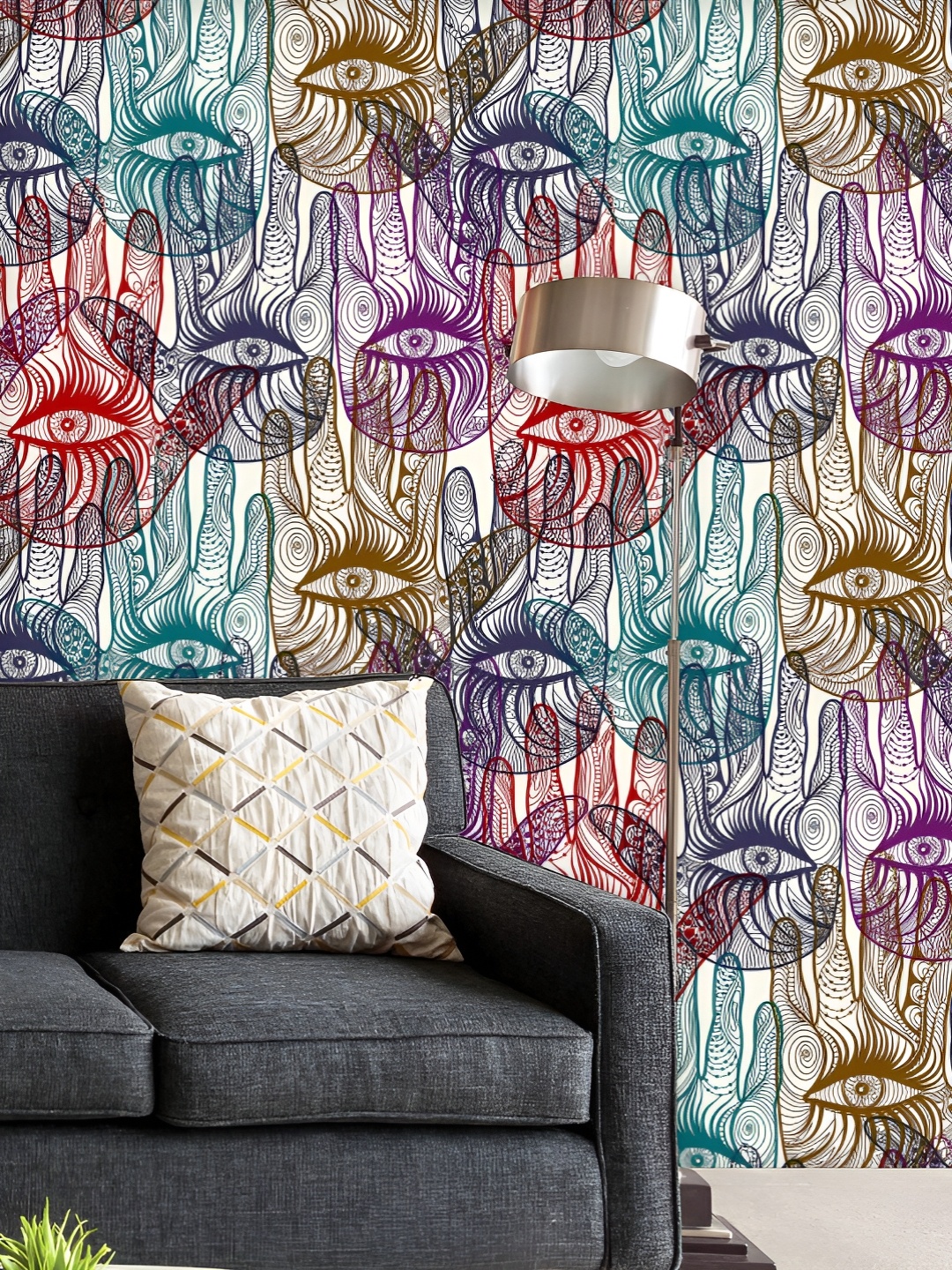 

ArtzFolio Printed UV-Resistant Anti-Bacterial Mysterious Hands Peel & Stick Wallpaper, Multi