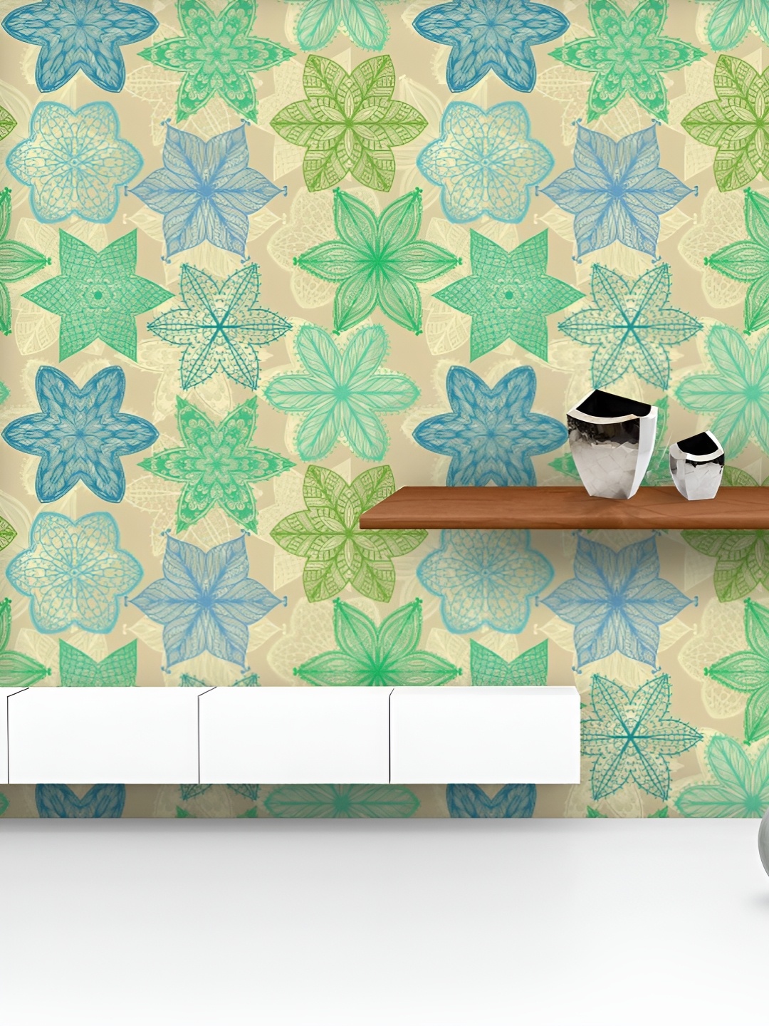 

ArtzFolio Printed UV-Resistant Anti-Bacterial Vintage Ornate FlowersPeel & Stick Wallpaper, Multi