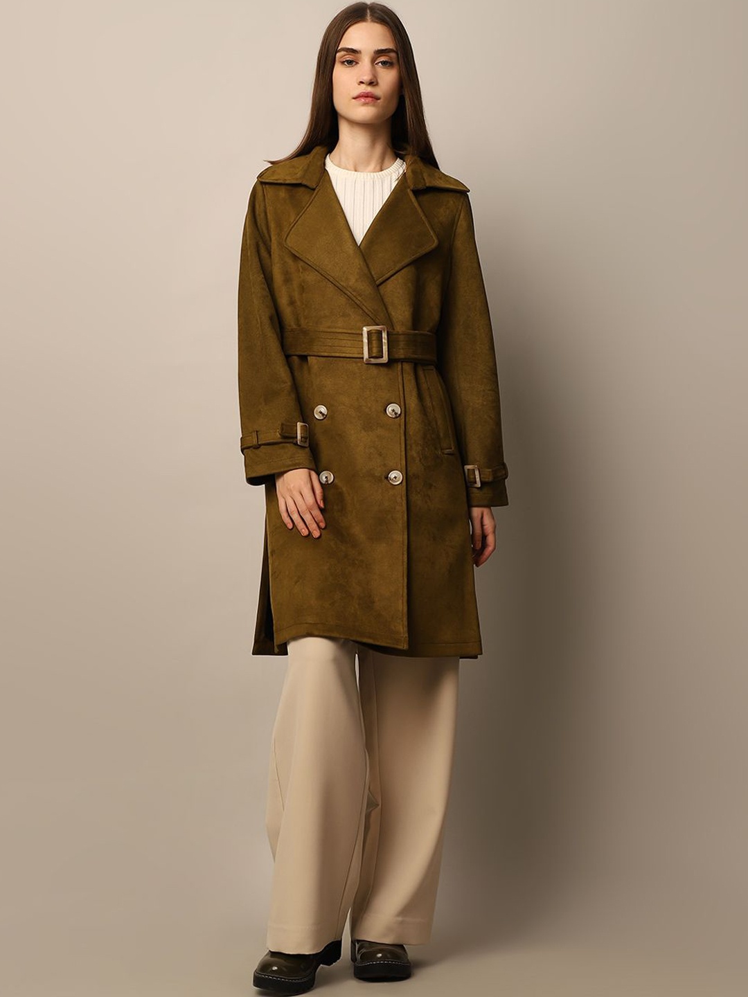 

ONLY Women Regular Fit Double-Breasted Trench Coat, Olive