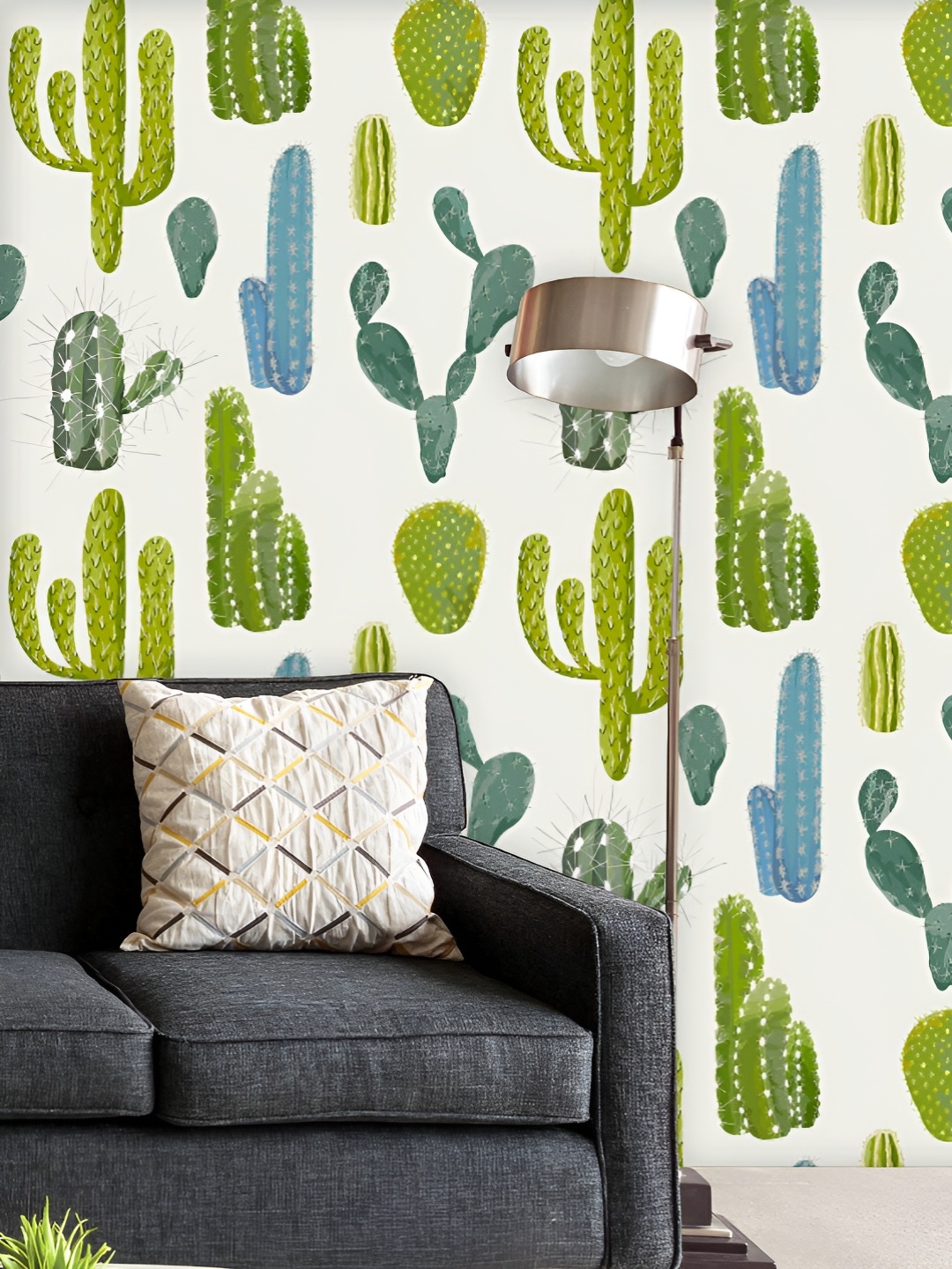 

ArtzFolio Printed UV-Resistant Anti-Bacterial Tropical Cactus Peel & Stick Wallpaper, Multi