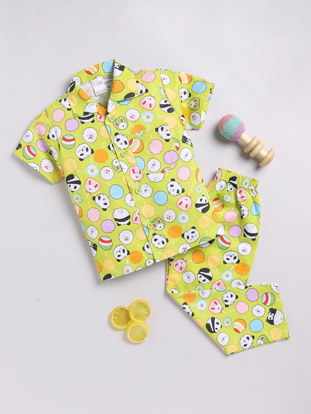 

NAUTI KIDZ Boys Cartoon Characters Printed Short Sleeves Cotton Night suit, Green