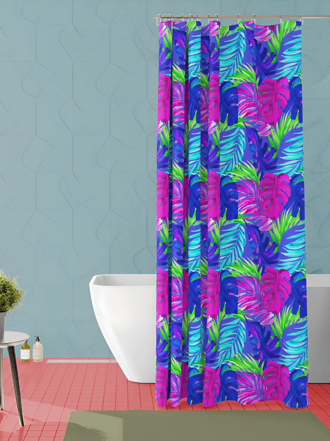 

ArtzFolio Blue & Pink Printed Waterproof Shower Curtain