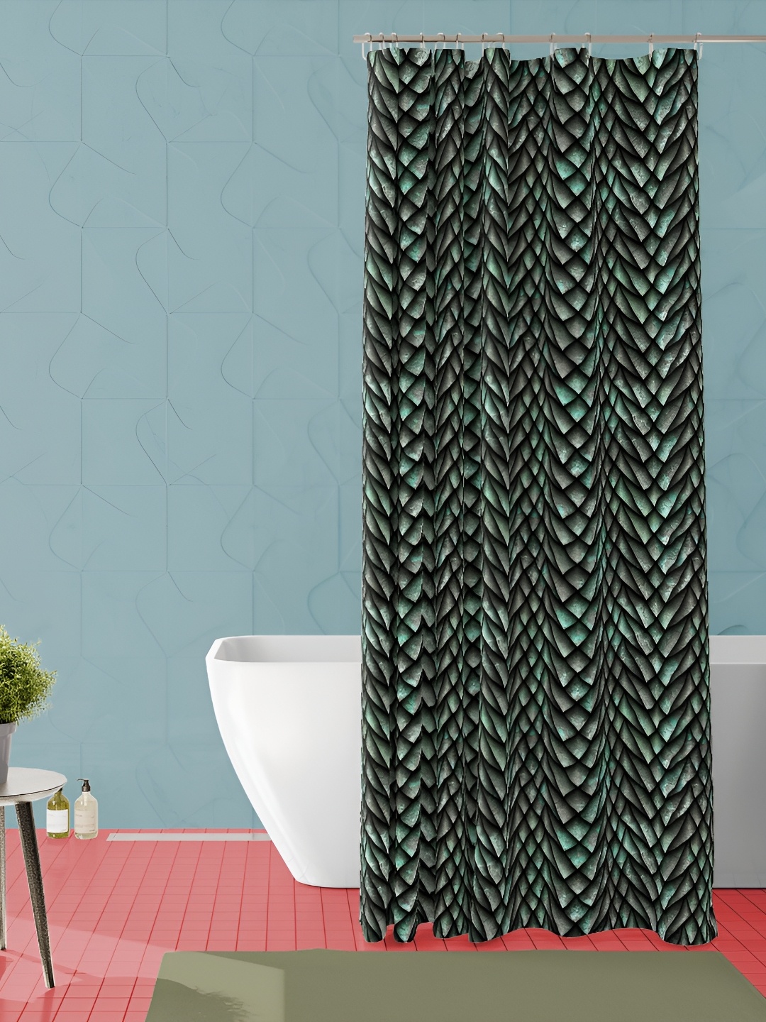 

ArtzFolio Green and Black Geometric Printed Waterproof Shower Curtain