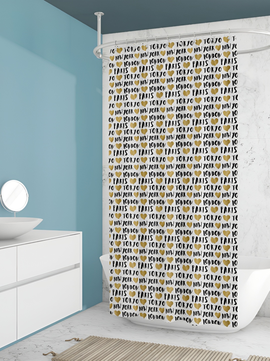 

ArtzFolio White & Black Waterproof Shower Curtain