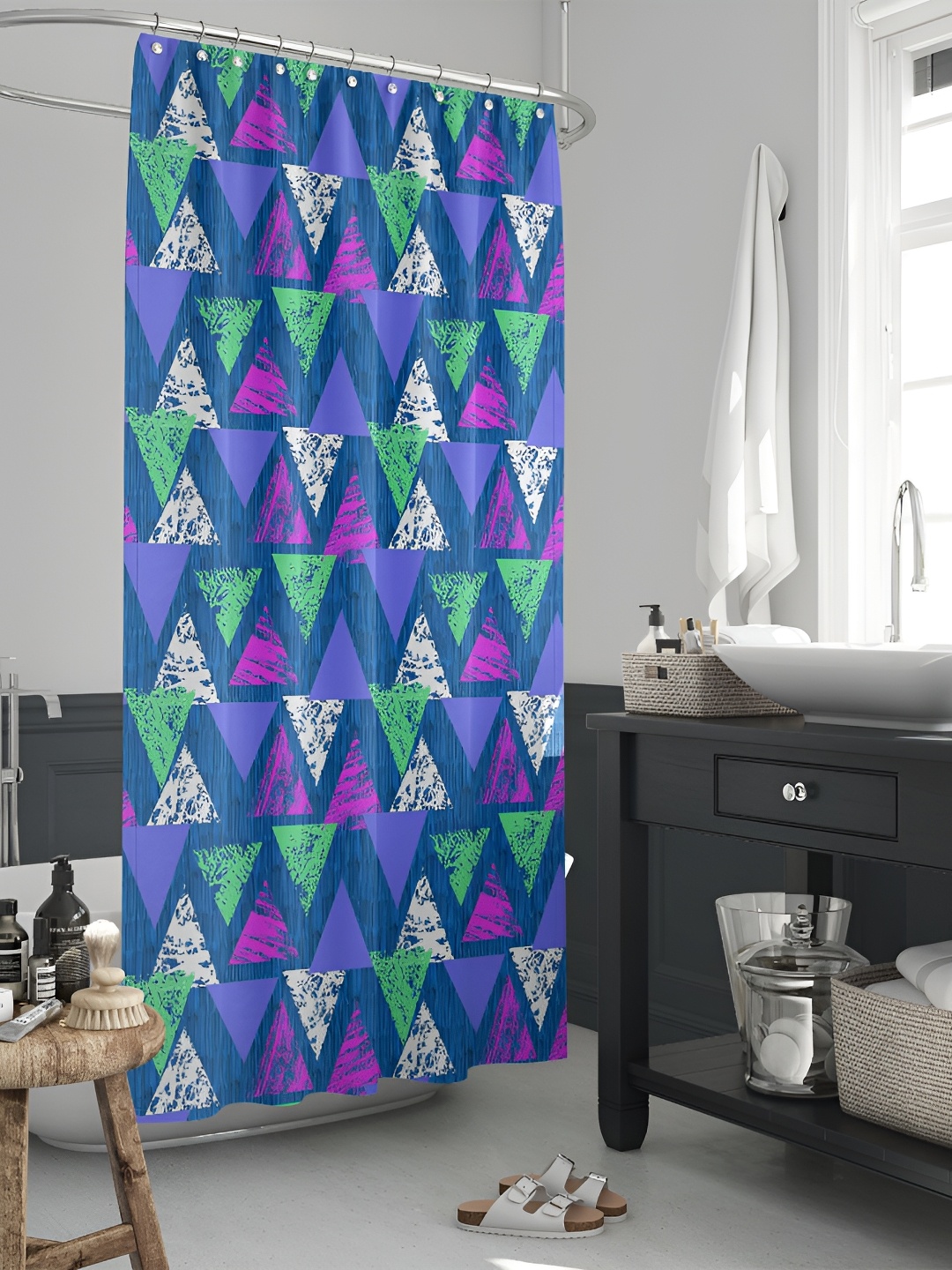 

ArtzFolio Blue & Green Printed Waterproof Shower Curtain