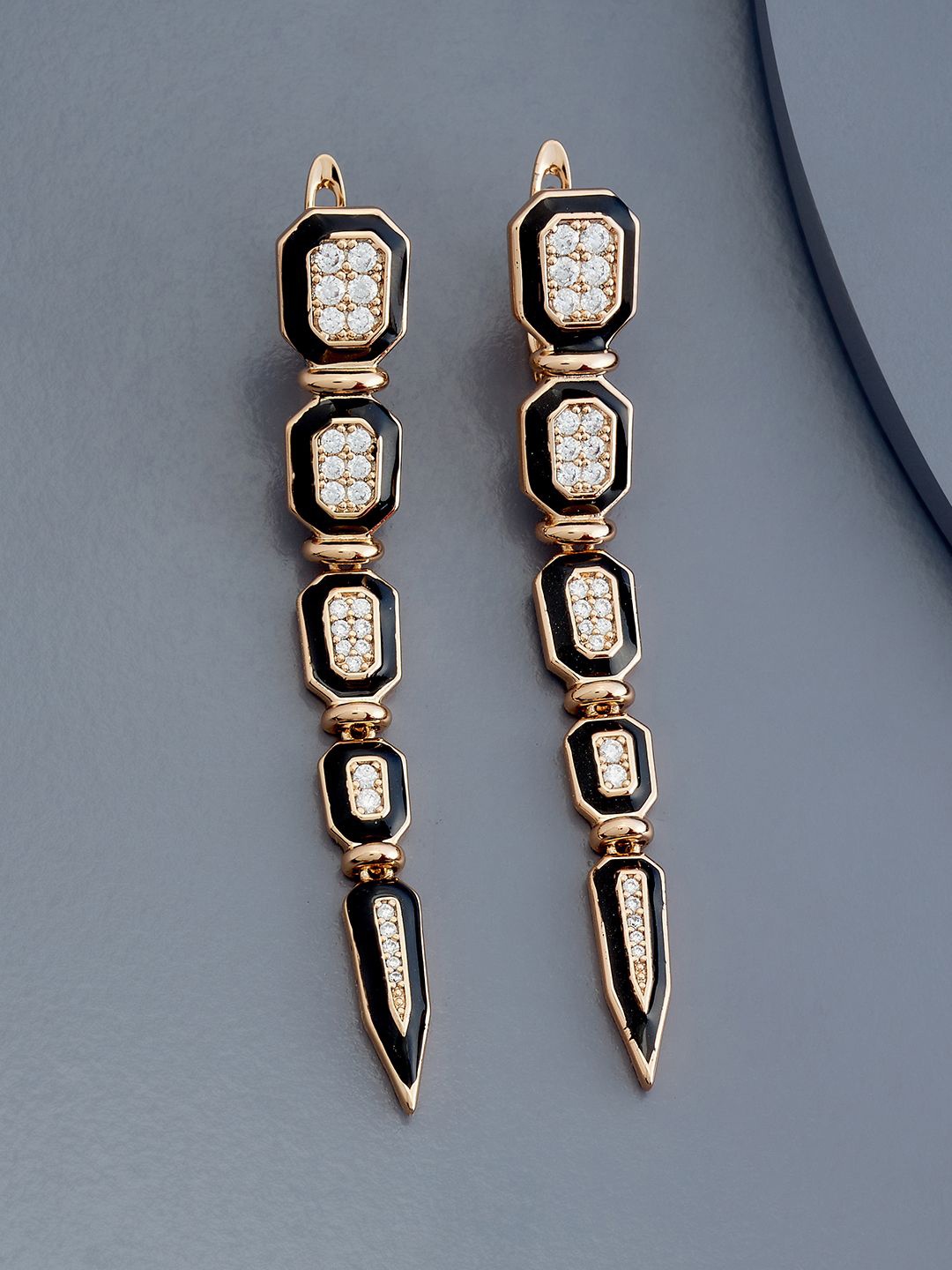

Kushal's Fashion Jewellery Rose Gold-Plated Zircon Studded Classic Hoop Earrings