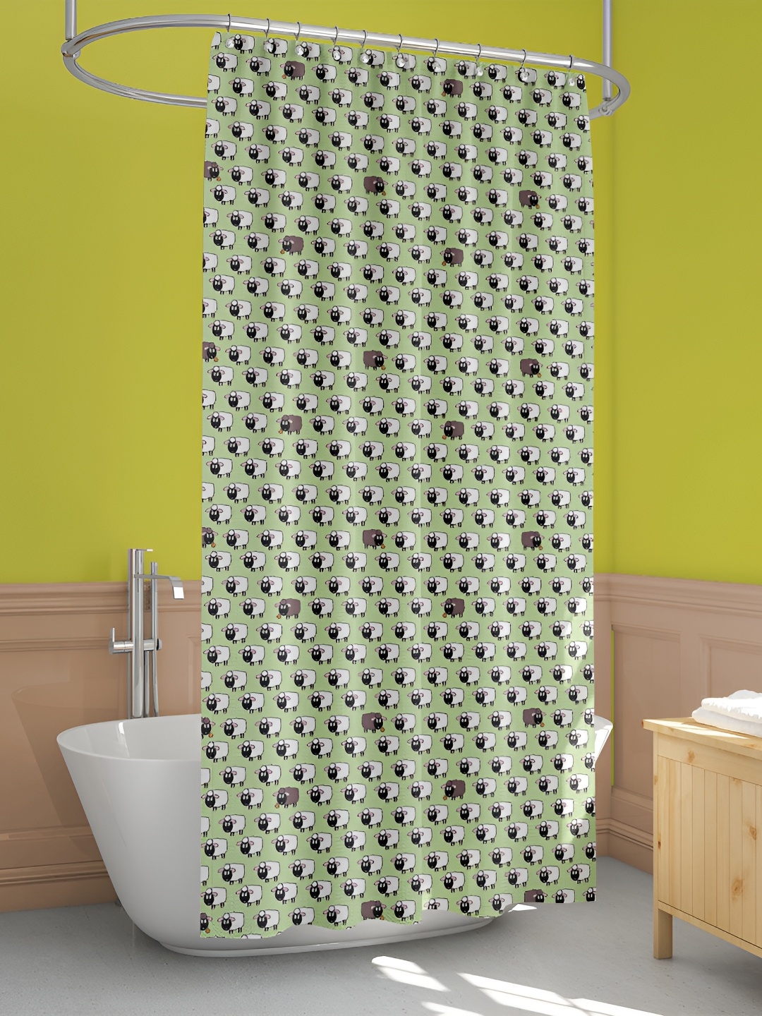 

ArtzFolio Green & White Abstract Printed Waterproof Shower Curtain