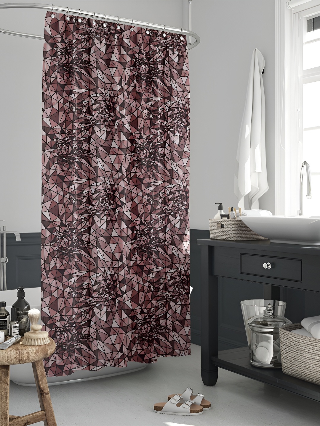 

ArtzFolio Brown & Black Printed Waterproof Shower Curtains