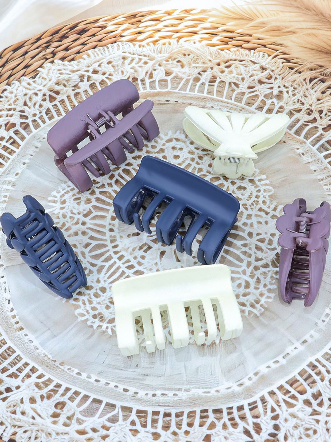 

VAGHBHATT Women Set of 6 Claw Clip, Cream