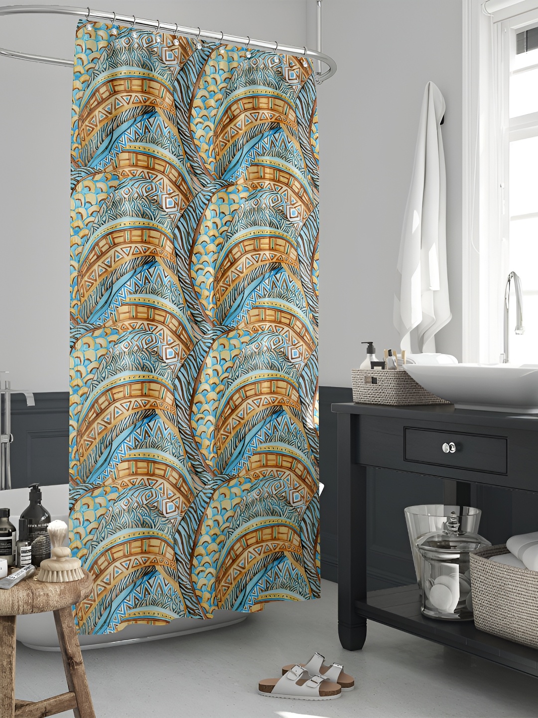 

ArtzFolio Single Piece Waterproof Polyester Shower Curtain, Multi