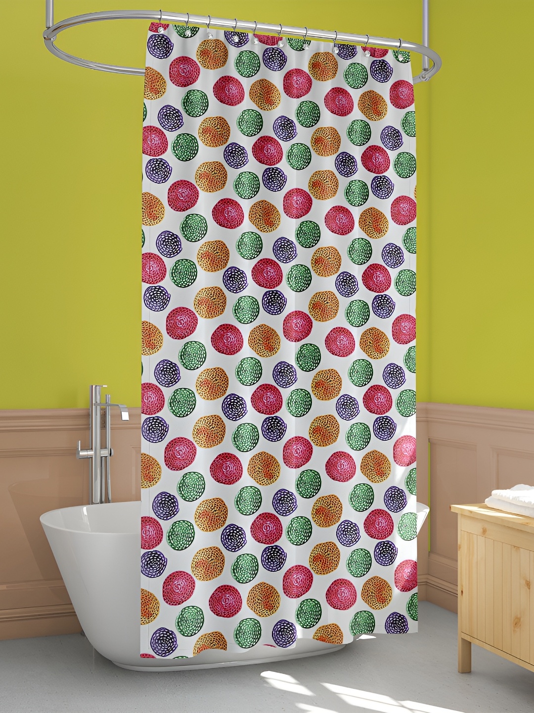 

ArtzFolio White & Green Printed Waterproof Shower Curtains