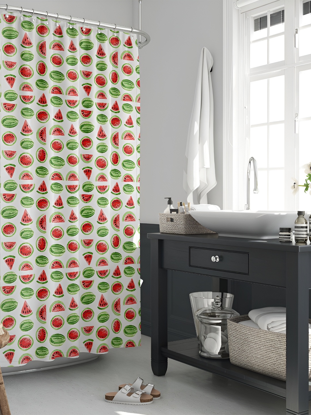 

ArtzFolio White & Pink Printed Waterproof Shower Curtains