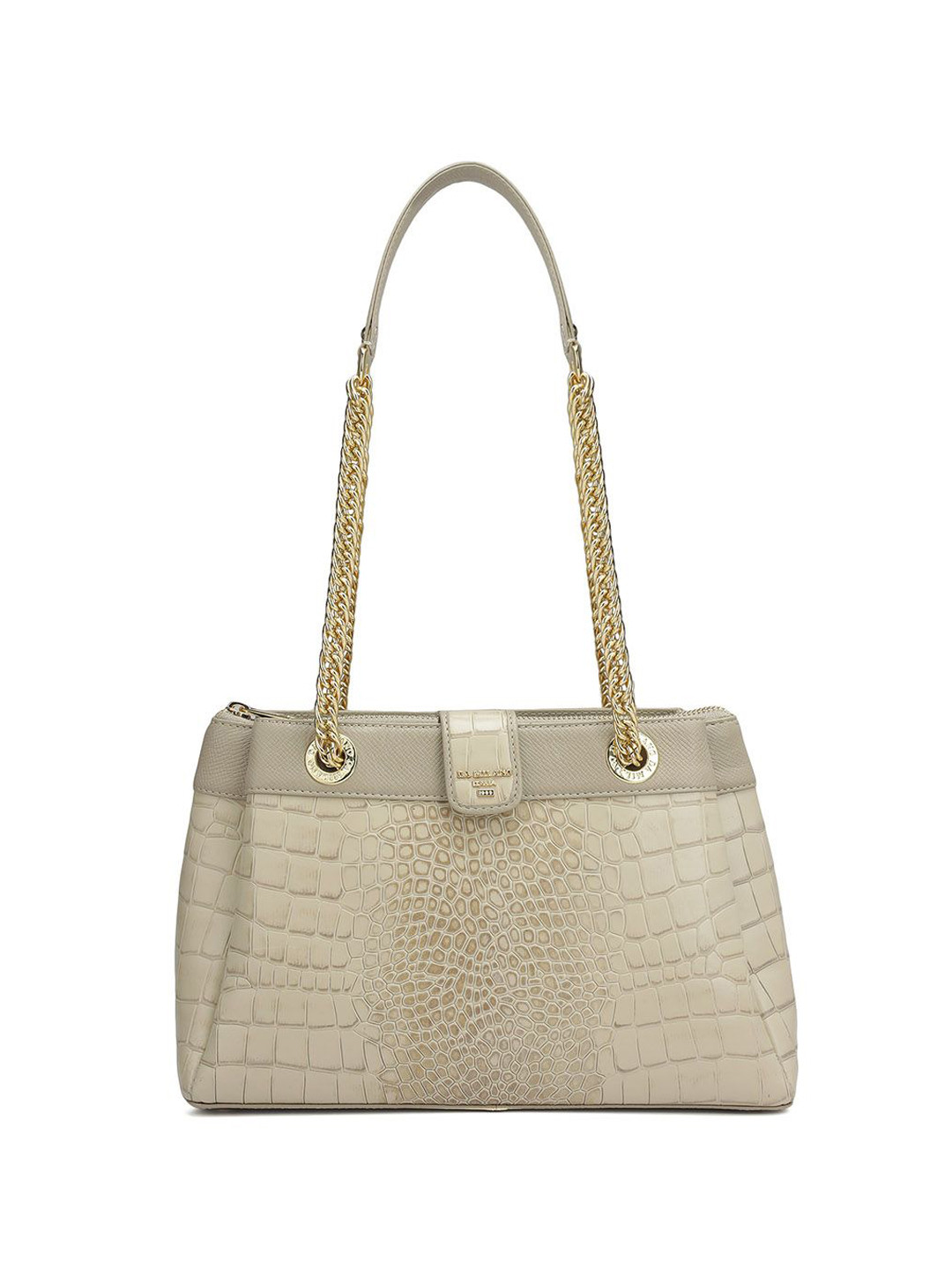 

Da Milano Textured Leather Structured Tote Bag with Quilted, White
