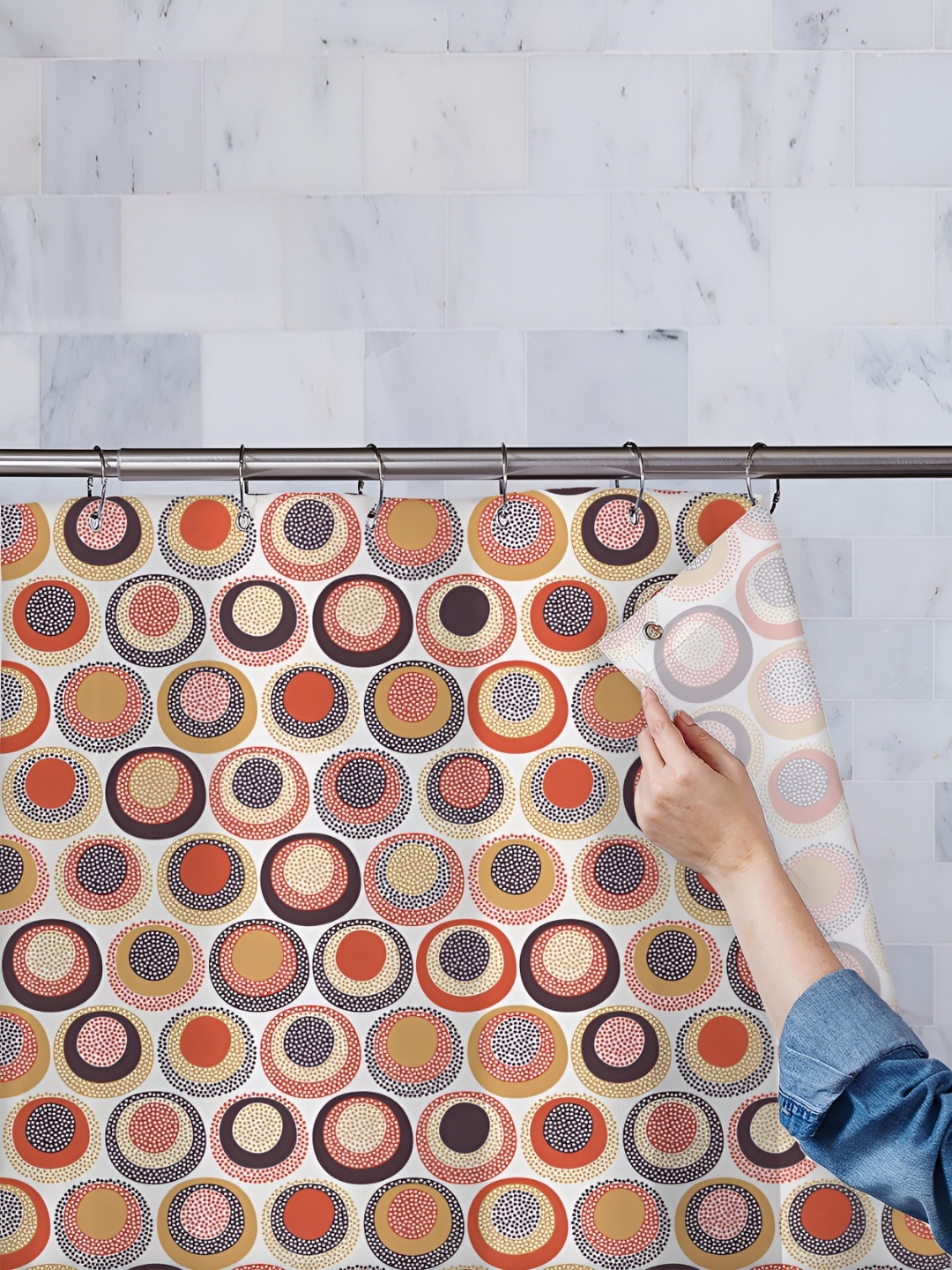 

ArtzFolio White & Beige Printed Shower Curtain