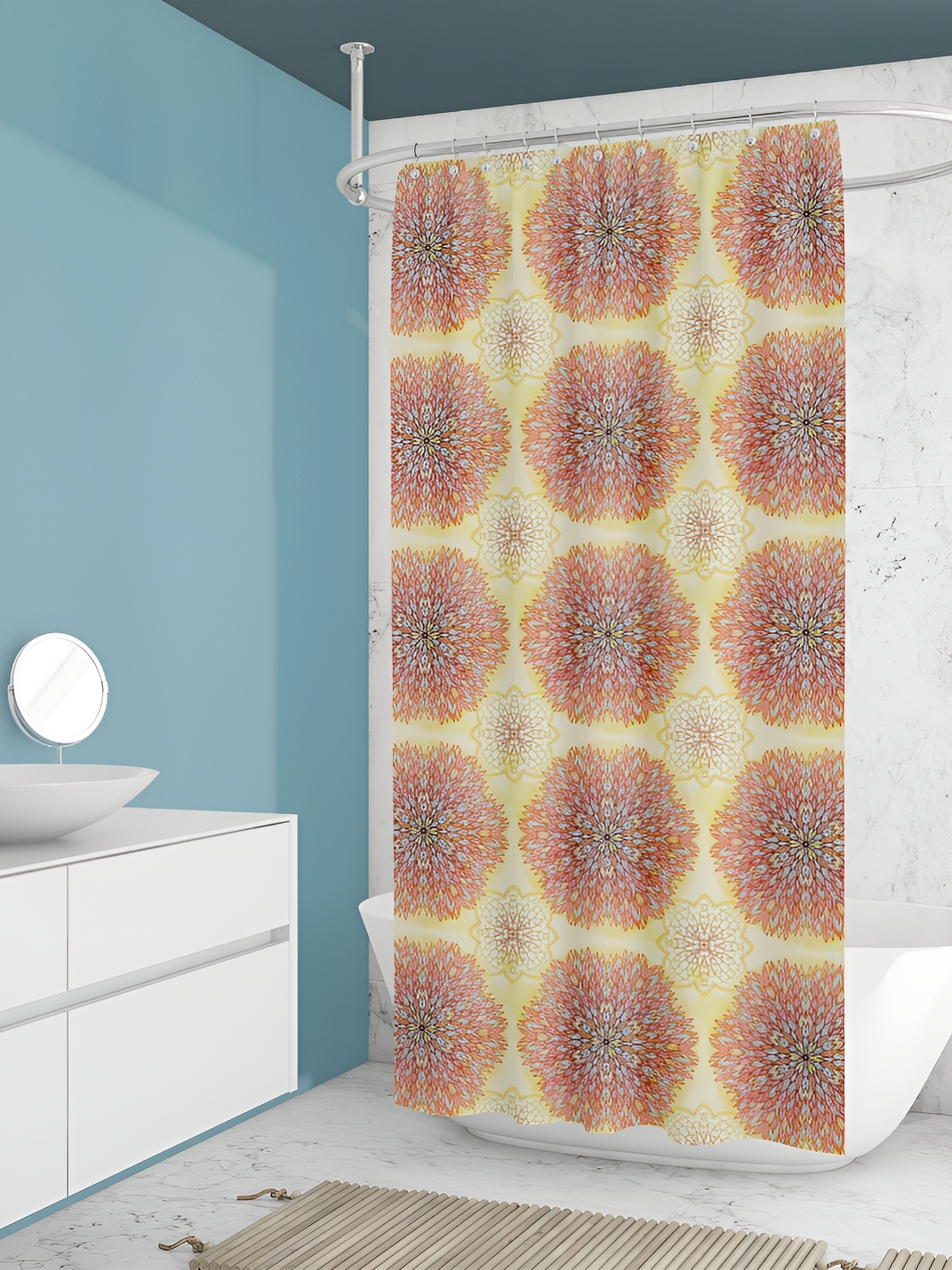 

ArtzFolio Yellow & Pink Floral Printed Waterproof Shower Curtains