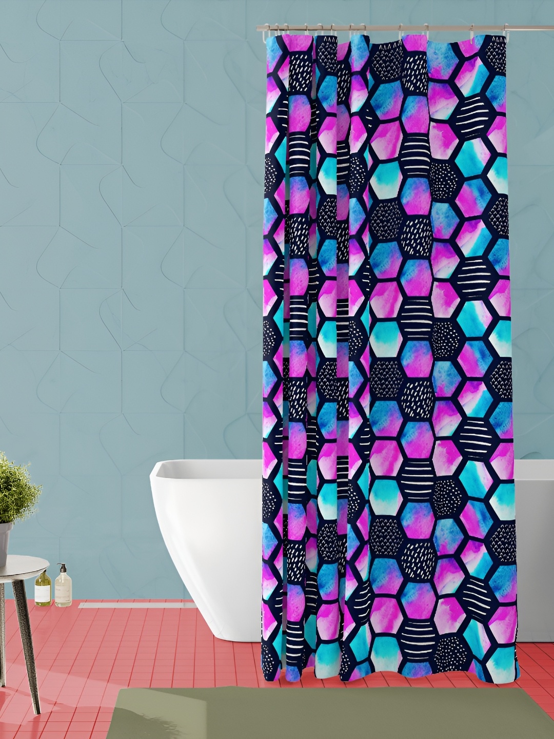 

ArtzFolio Pink & Black Printed Waterproof Shower Curtain