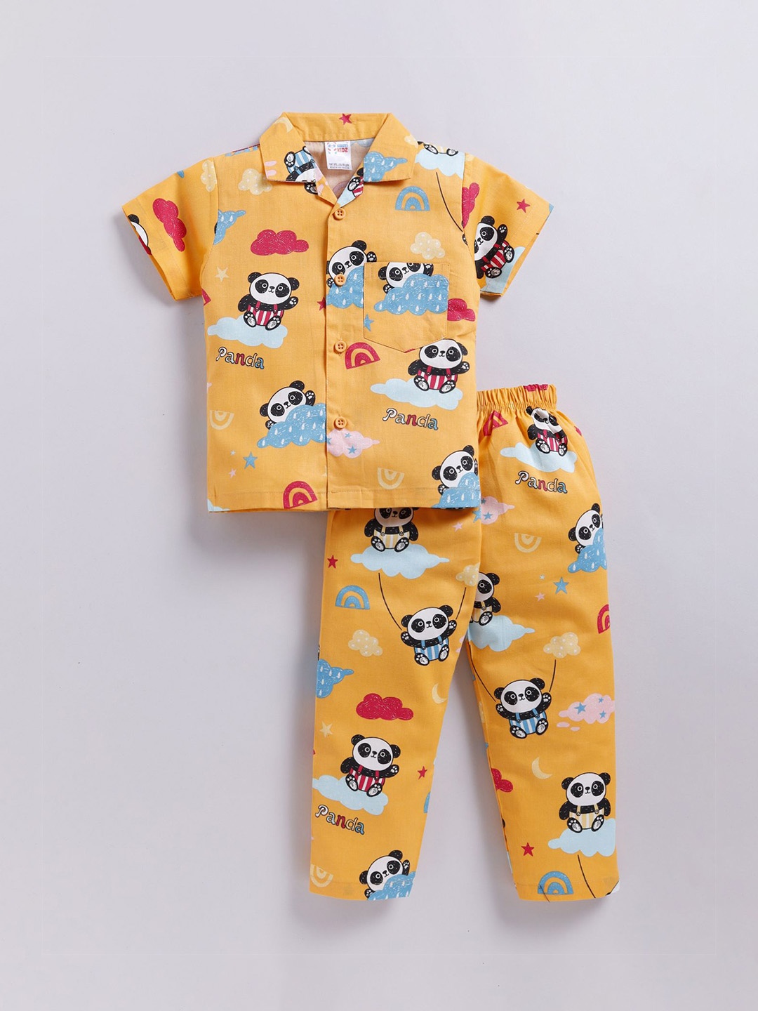 

NAUTI KIDZ Boys Cartoon Characters Printed Pure Cotton Night suit, Yellow