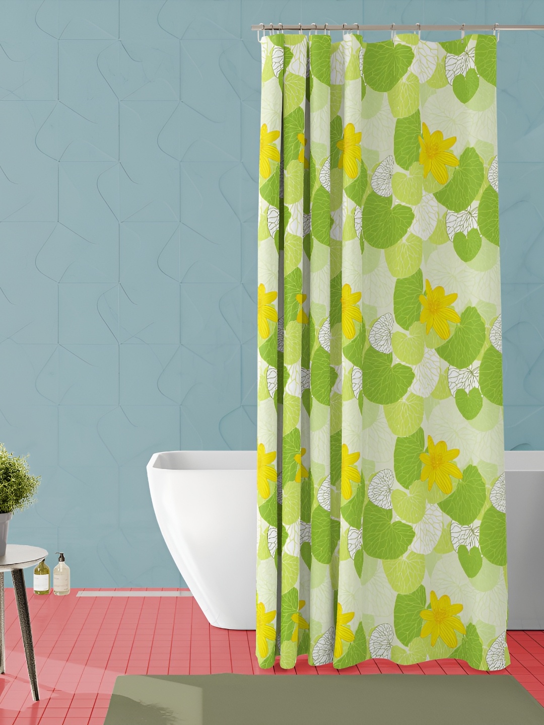 

ArtzFolio Green & White Printed Waterproof Shower Curtains