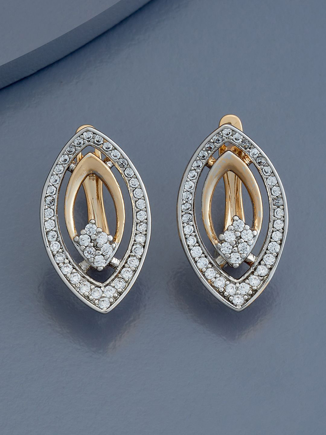 

Kushal's Fashion Jewellery Rodium-Rose Gold Plated Zircon Stone Studded Studs