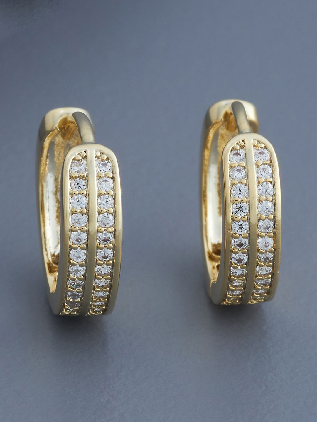 

Kushal's Fashion Jewellery Gold Plated Zircon Studded Circular Hoop Earrings