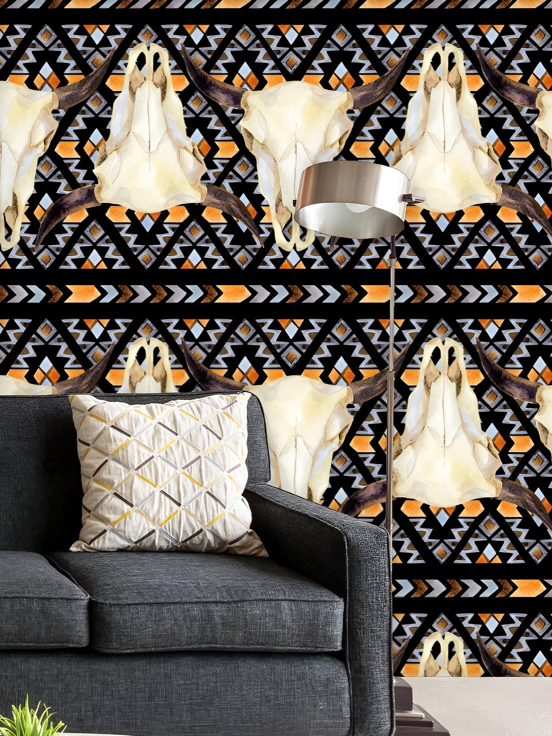 

ArtzFolio Printed UV-Resistant Anti-Bacterial Buffalo Skull Peel & Stick Wallpaper, Multi
