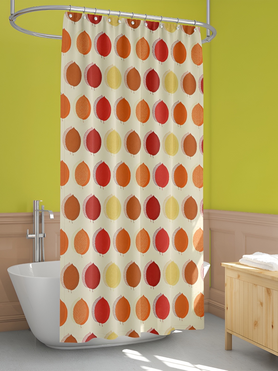 

ArtzFolio Cream & Red Printed Waterproof Shower Curtain