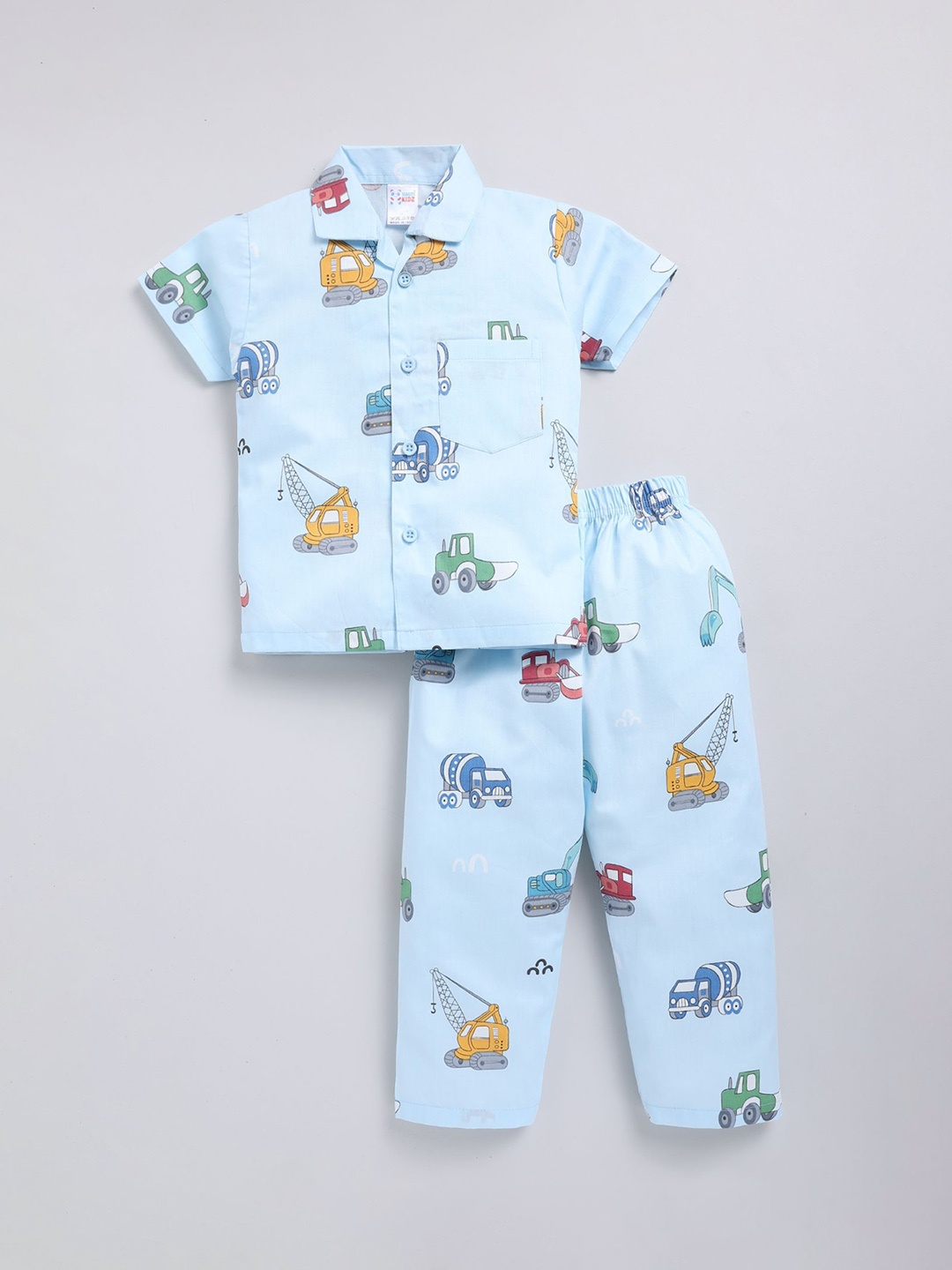 

NAUTI KIDZ Boys Printed Pure Cotton Night suit, Blue