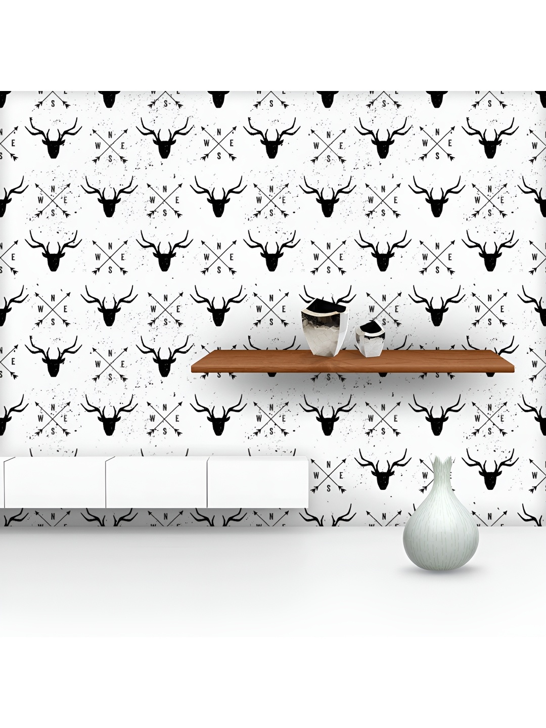 

ArtzFolio Printed UV-Resistant Anti-Bacterial Deer Head And Arrows Peel & Stick Wallpaper, Multi