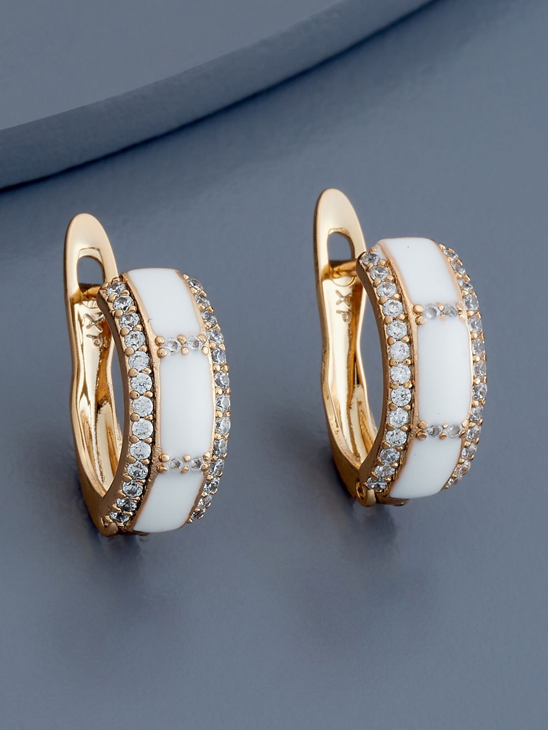 

Kushal's Fashion Jewellery Gold-Plated Zircon Circular Hoop Earrings