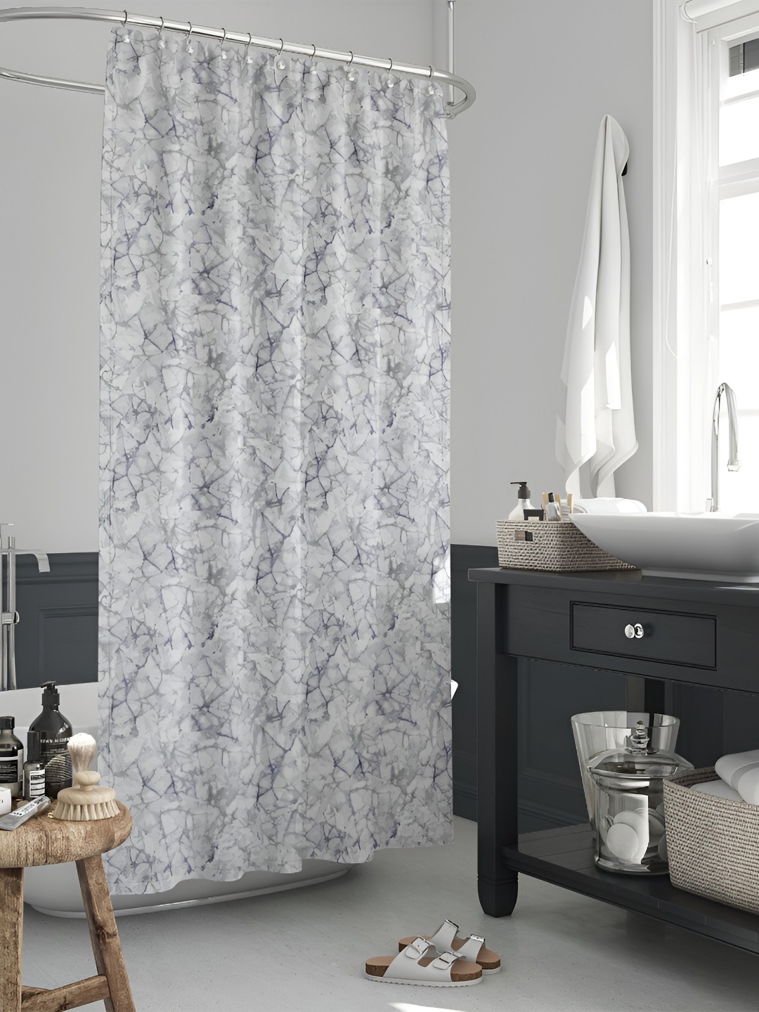 

ArtzFolio White & Purple Abstract Printed Waterproof Shower Curtains