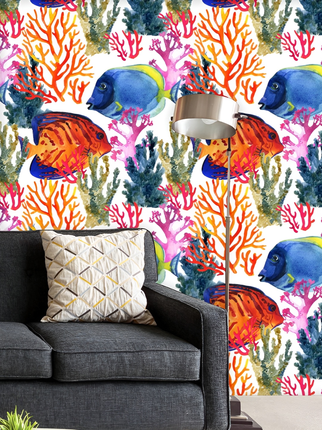 

ArtzFolio Printed UV-Resistant Anti-Bacterial Corals & Fishes Peel & Stick Wallpaper, Multi