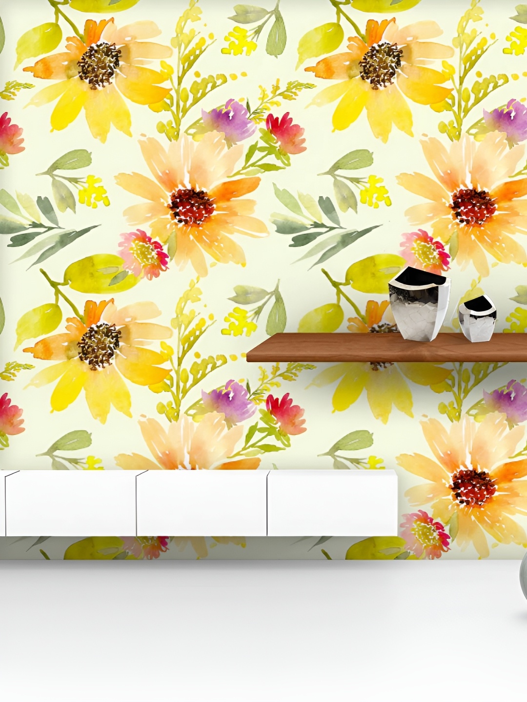 

ArtzFolio Printed UV-Resistant Anti-Bacterial Watercolor Sunflowers Peel & Stick Wallpaper, Multi